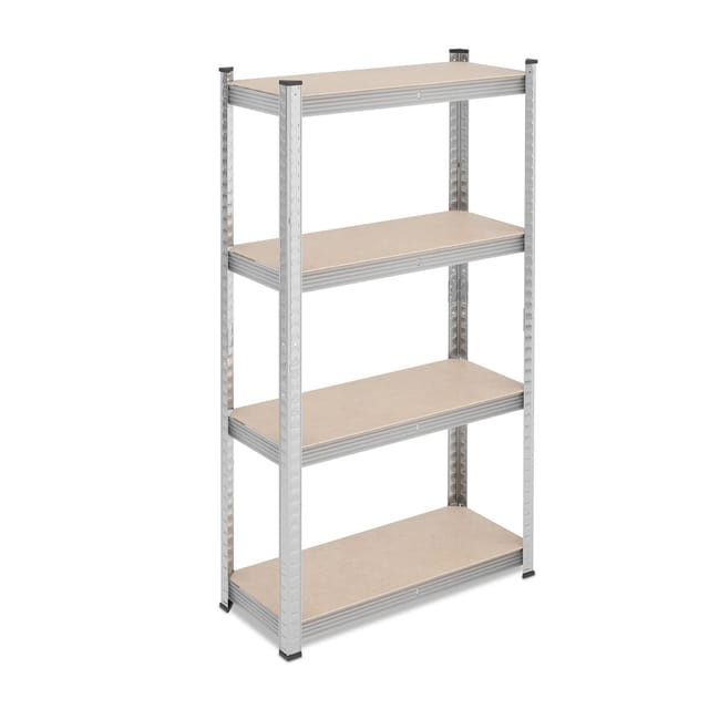 Relaxdays Schwerlastregal, HxBxT: 138x70x30 cm, 200 kg, verzinkter Stahl, Lagerregal Keller, Garage, zum Stecken, silber