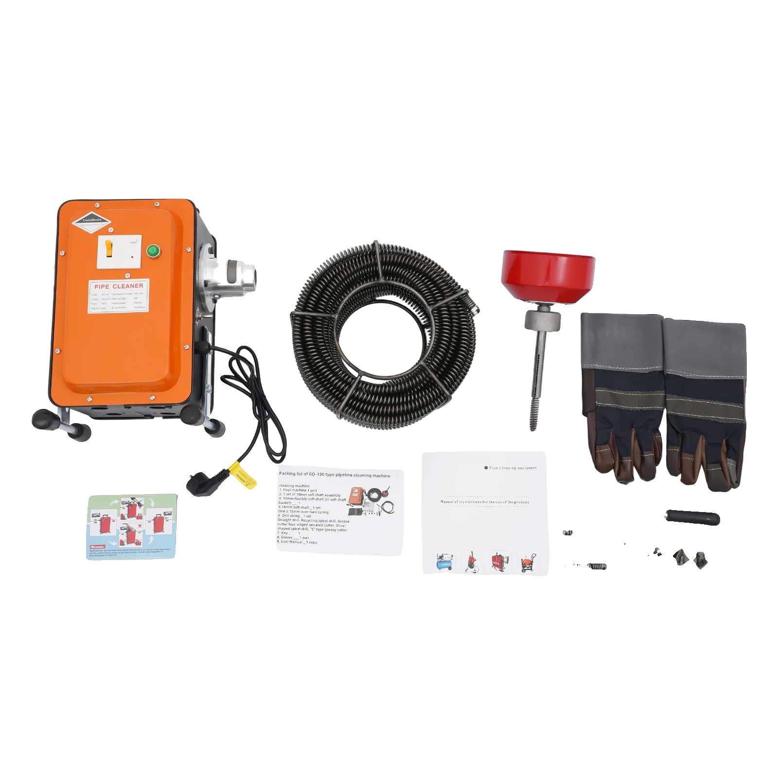 Abflussreiniger, 750-w-motor Aus Reinem Kupfer, 20 M Reinigungslänge, Orange