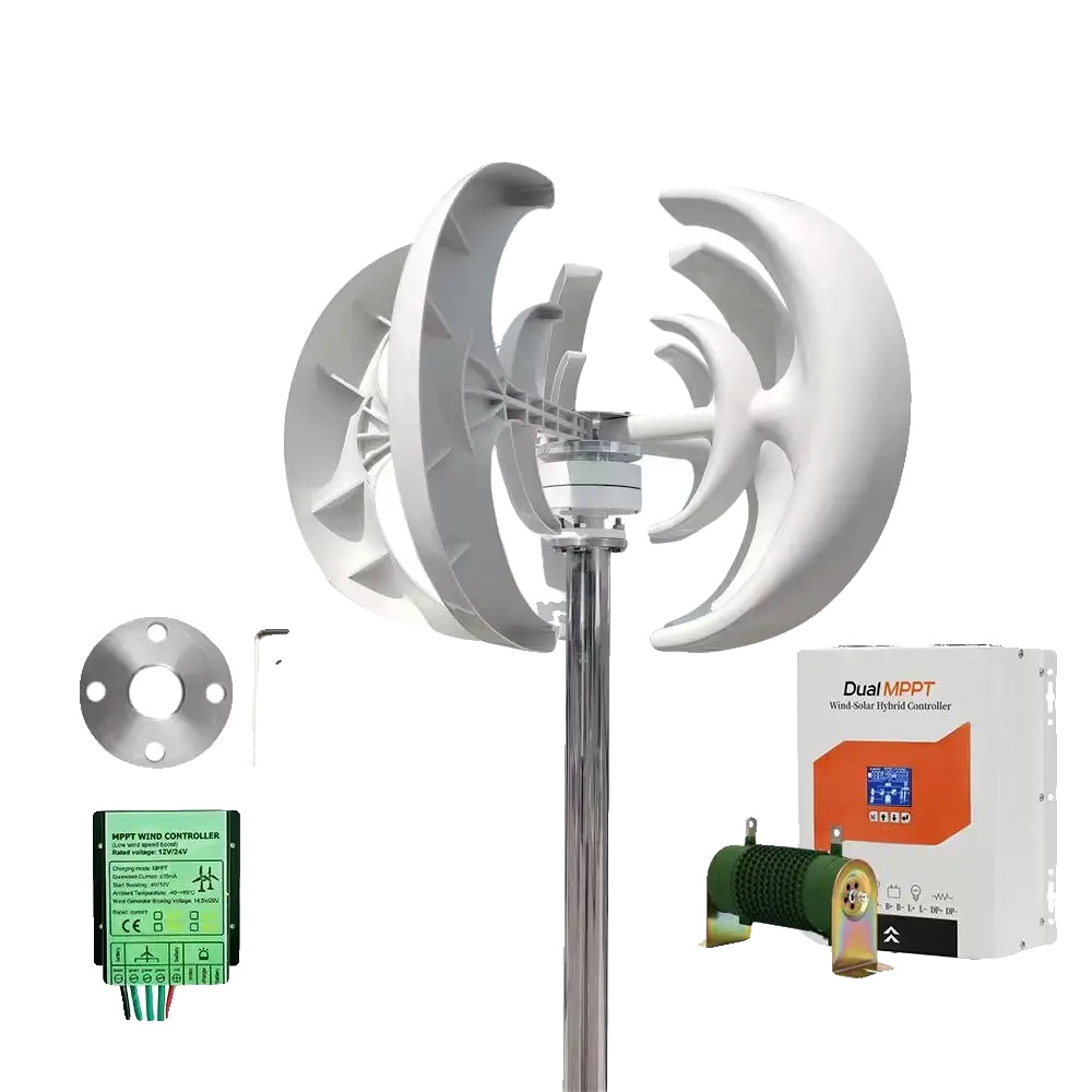 Windkraftanlage, Vertikalachsenbauweise, Erneuerbare Energiequelle, Mit Dualem Mppt, 3000 W-b, 24 V-a