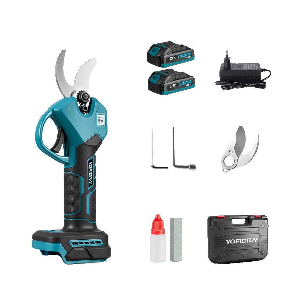 Elektrische Gartenschere, Bürstenloser Motor, Ergonomisches Design, 2-akku-pack