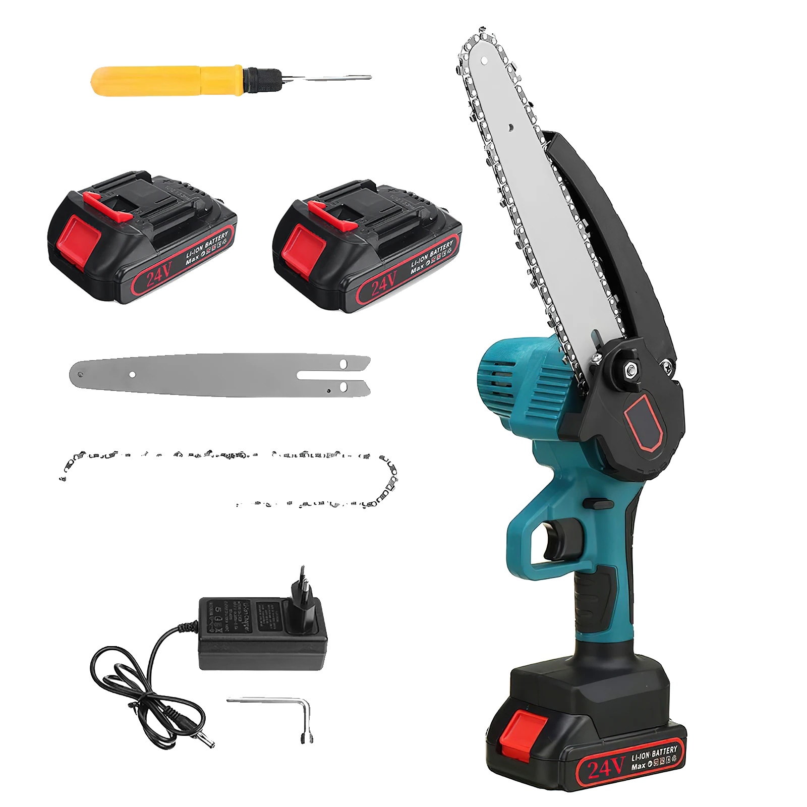 Mini-kettensäge, Tragbares Design, Leicht Und Leistungsstark, 8 Zoll (2 Batterien)