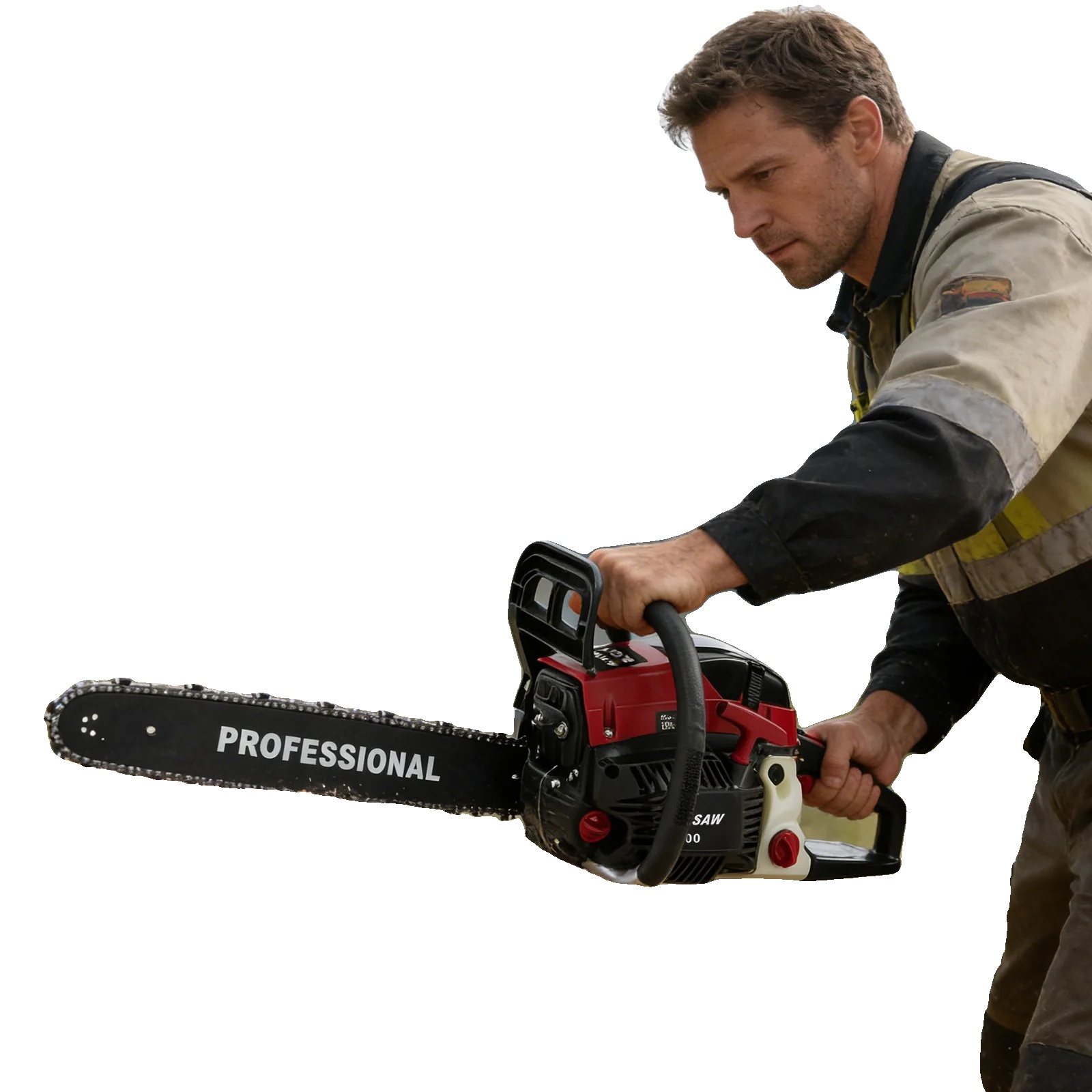 Benzin-kettensäge, 58 Cm³, Leistung: 2,4 Kw, Kettenlänge: 50 Cm / 20 Zoll, Abmessungen: 91 × 24 × 29 Cm, Tankinhalt: 550 Ml