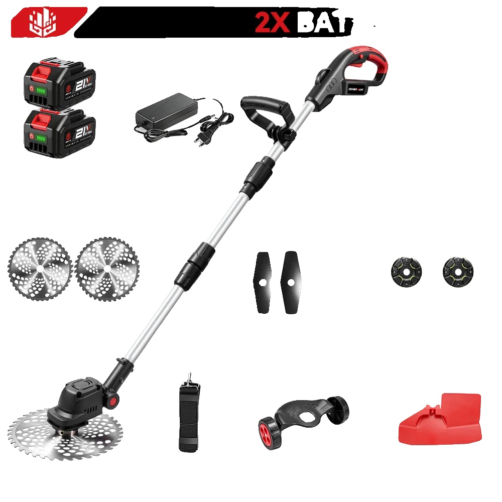 Rasenmäher, Bürstenloser Motor, Akkubetrieb, 2 Akkus, Eu-stecker