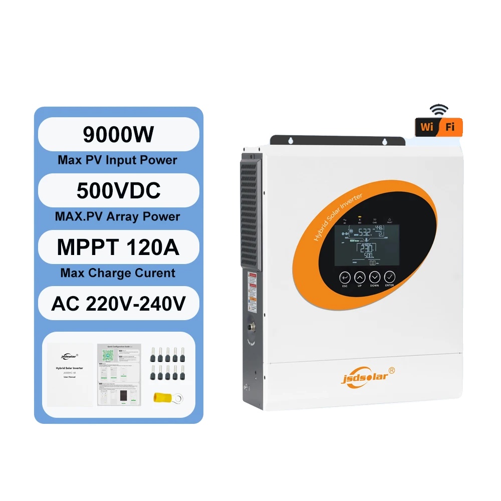 Hybrid-solarwechselrichter, Reine Sinuswelle, Dual-mppt-ladegerät, 6,5 Kw, 48 V, Wlan, 220–240 V, 48 V
