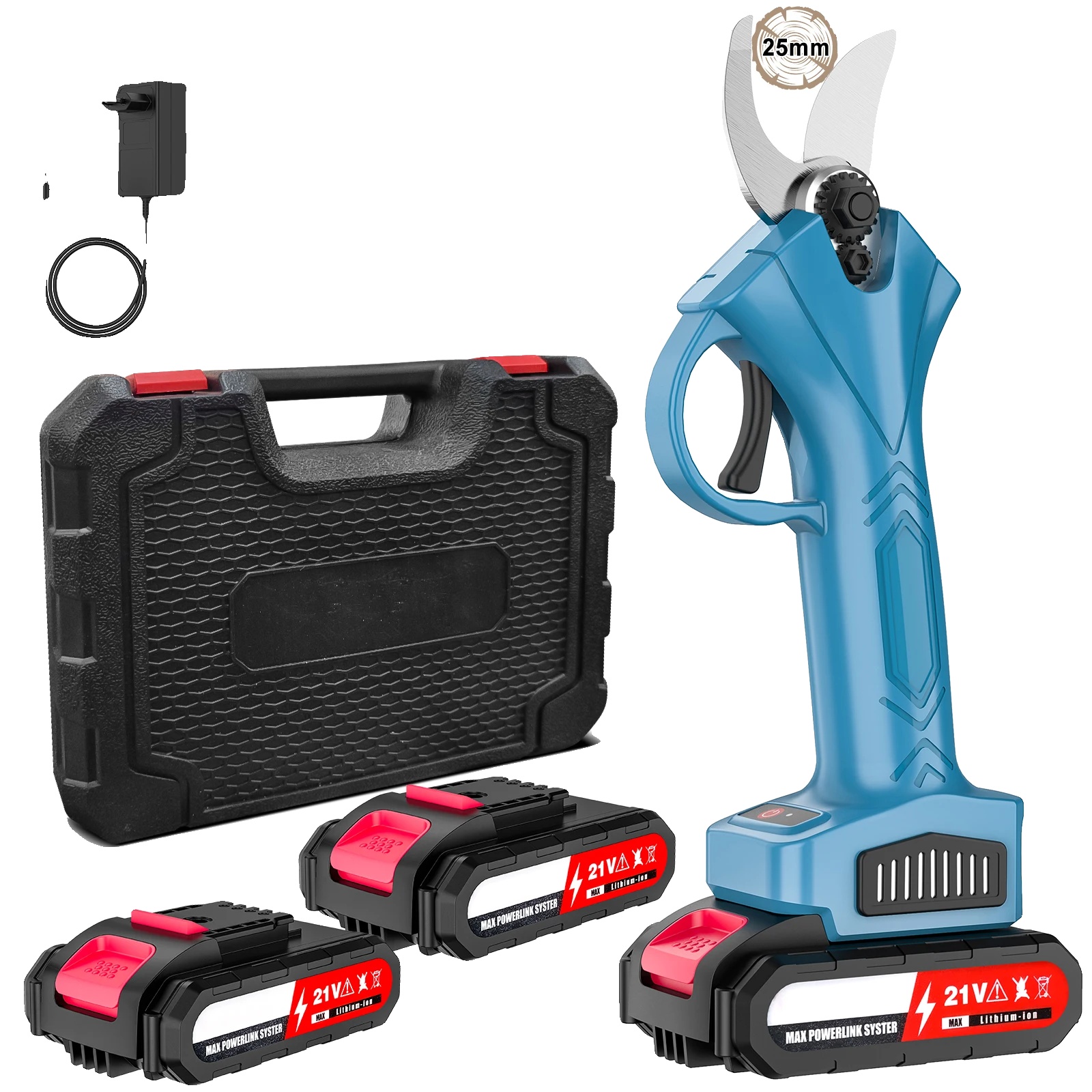 Elektrische Gartenschere, Kabellos, Klinge Aus Hochfestem Stahl, Rosa/schwarz
