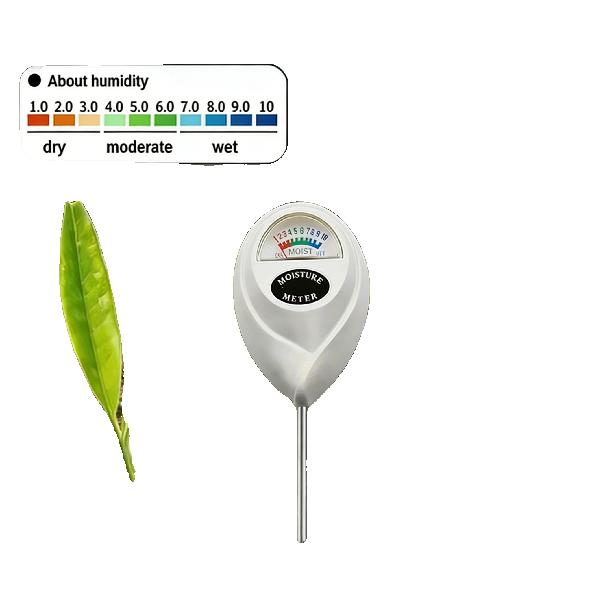 Bodenhygrometer, Kunststoff, 10 Cm Sondenlänge, Geeignet Für Zimmer- Und Gartenpflanzen, Messgenauigkeit ±1, Analoge Anzeige