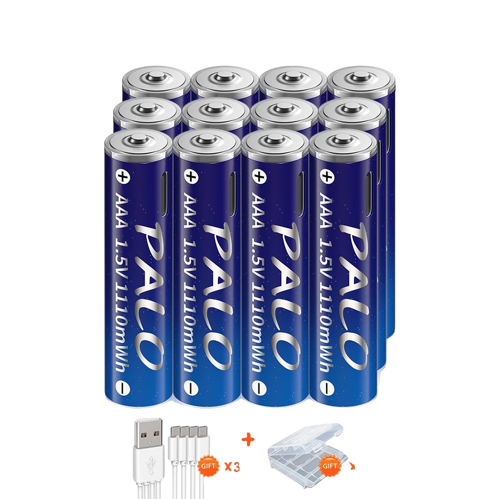 Wiederaufladbare Batterien, Usb-ladefunktion, Hohe Kapazität, 12 Aaa-batterien