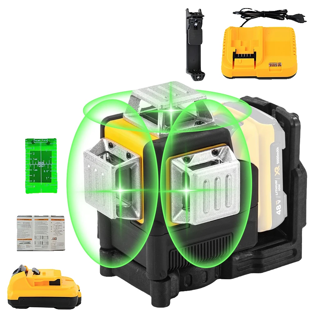 Laser-nivelliergerät, Selbstnivellierend, Grüner Strahl, 12 Linien