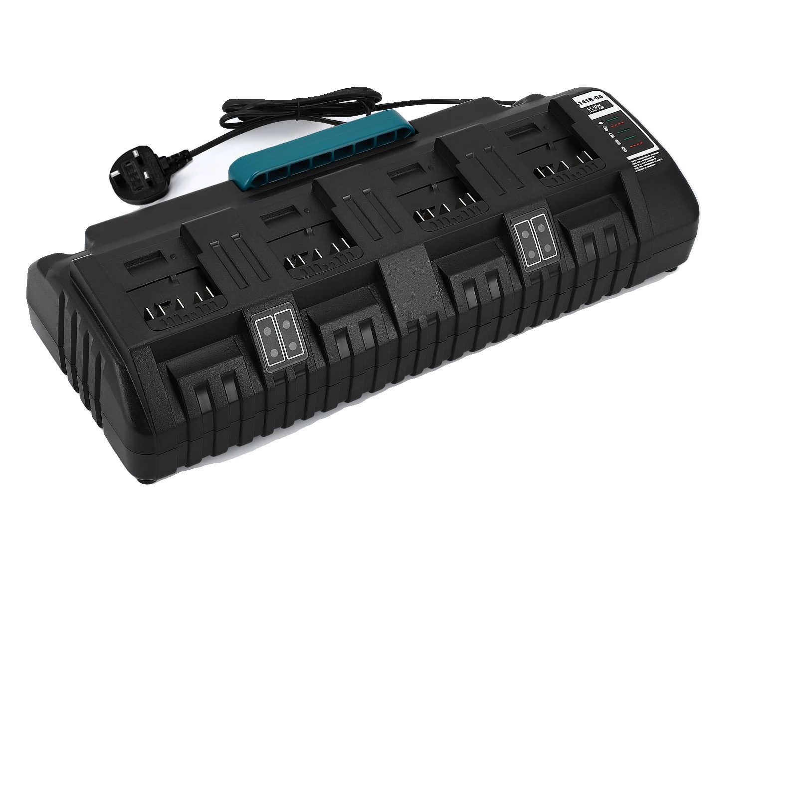 Akkuladegerät, Lädt 4 Akkus, Zwei Usb-anschlüsse, Schwarz