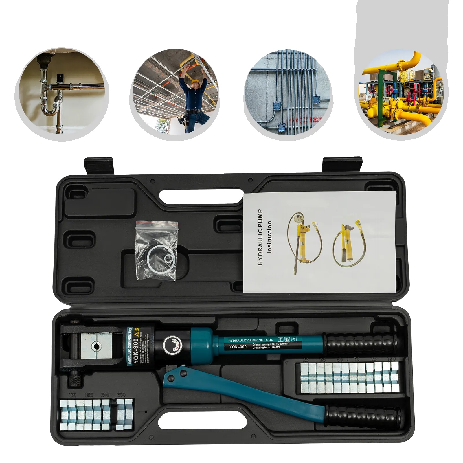 Hydraulisches Crimpwerkzeug, 16 Tonnen Kapazität, 11 Crimpmatrizengrößen, Robuste Gusseisenkonstruktion, Hervorragende Dichtungsleistung, Ergonomisches Design