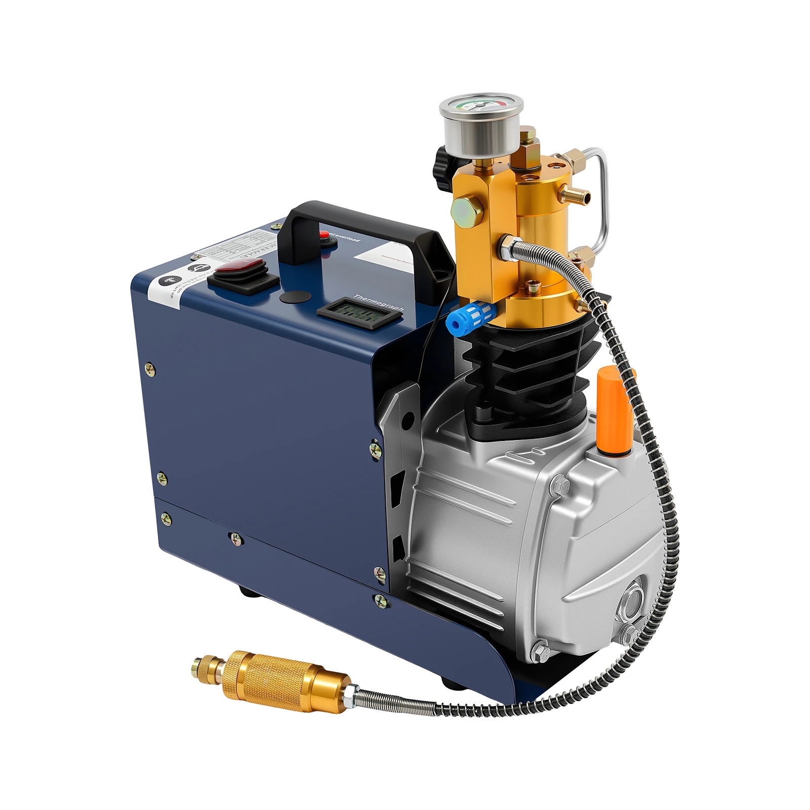 Luftkompressor, Hochdruck 30 Mpa, Fördermenge 80 L/min, Blau