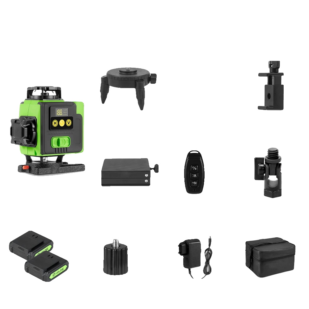 Laser-nivelliergerät, 16 Linien, Selbstnivellierungsfunktion, 2-batterien-pack