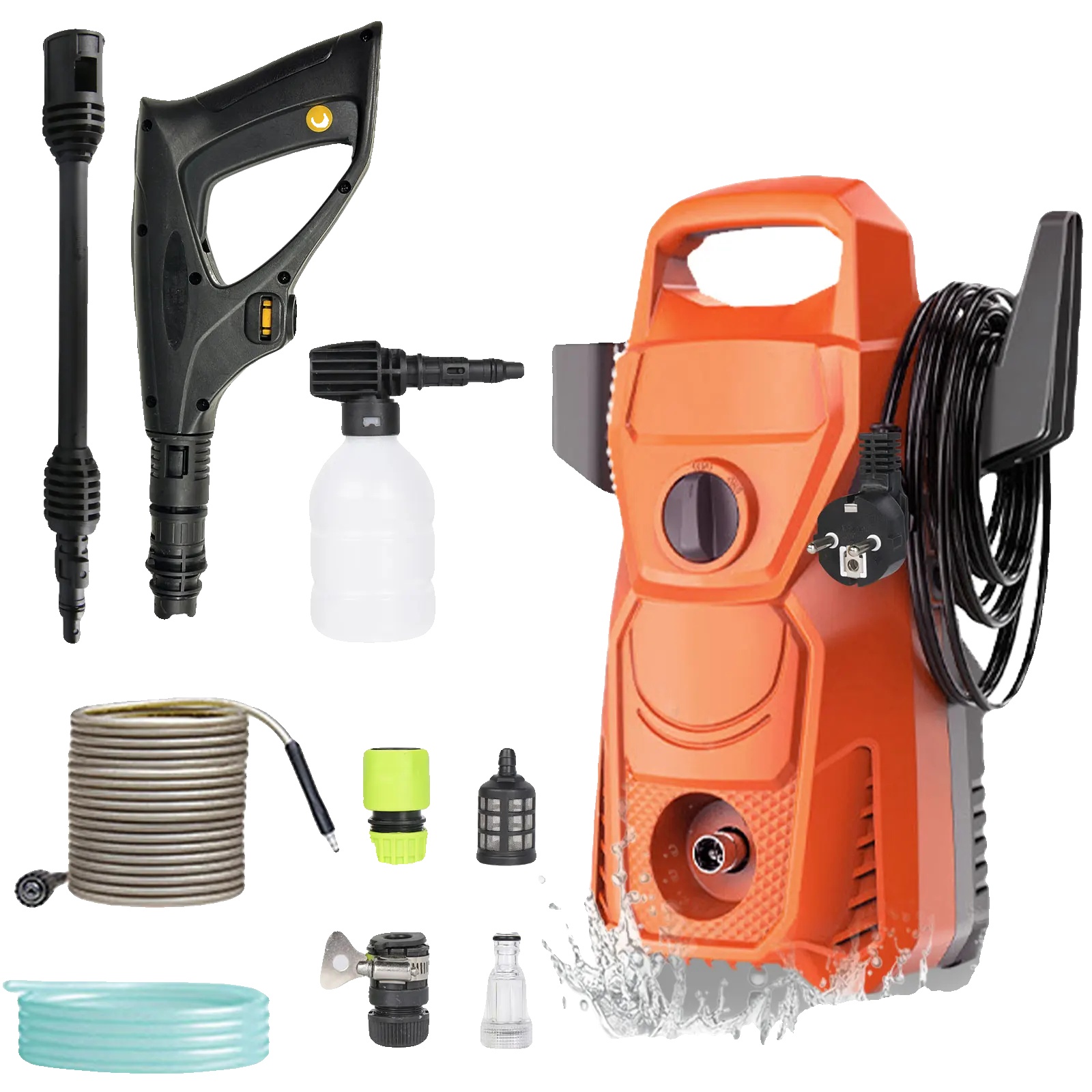 Hochdruckreiniger, Maximaler Druck 135 Bar, Verstellbare Düse, Orange (pe)