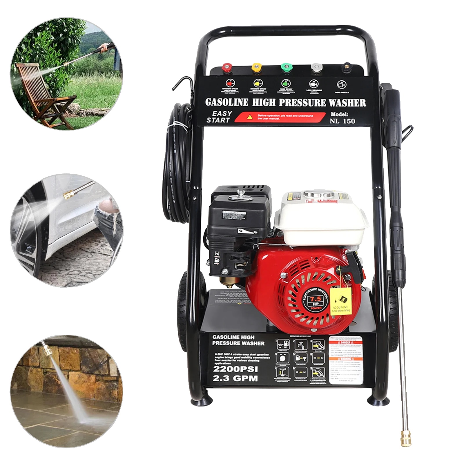 Hochdruckreiniger, 2200 Psi, 7,5 Ps Motor, Rot