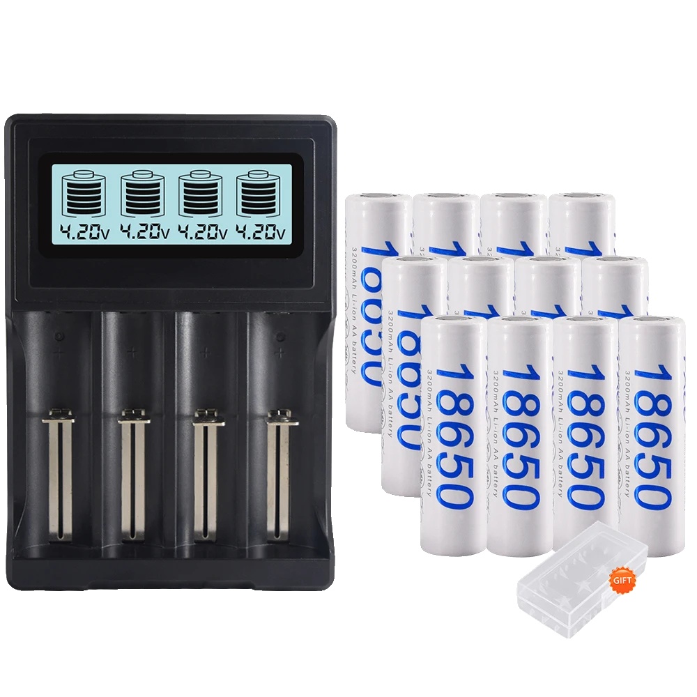 Lithium-ionen-akku, 3200 Mah Kapazität, Ce-zertifiziert, 12 Akkus, 1 Ladegerät