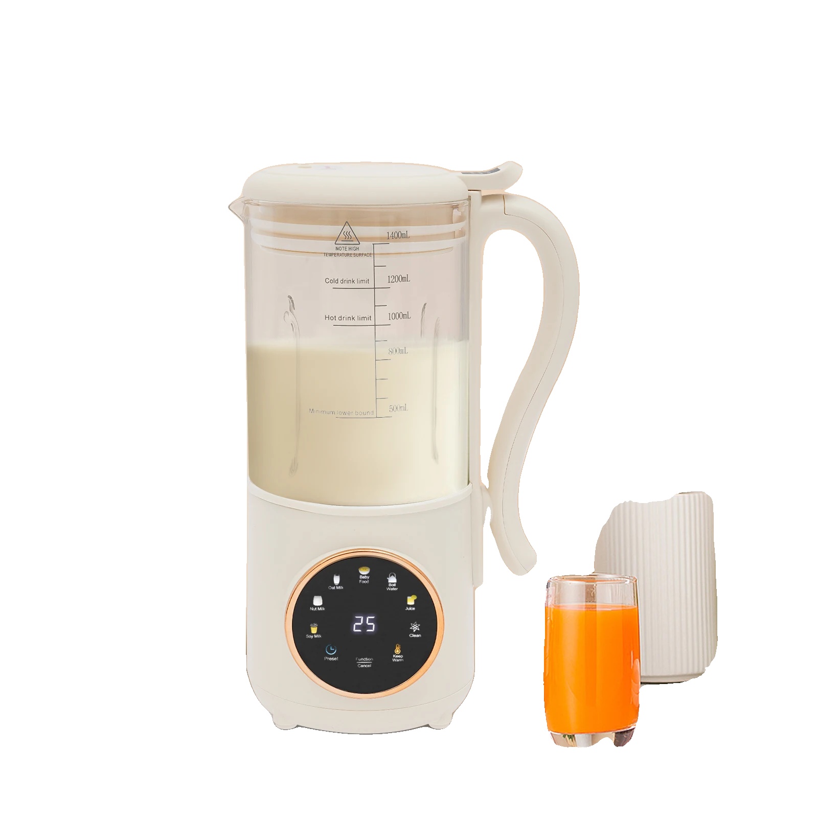 Sojamilchbereiter, 600 W Leistung, 1,4 L Fassungsvermögen, 16 Klingen, Led-anzeige, Ein-knopf-reinigung