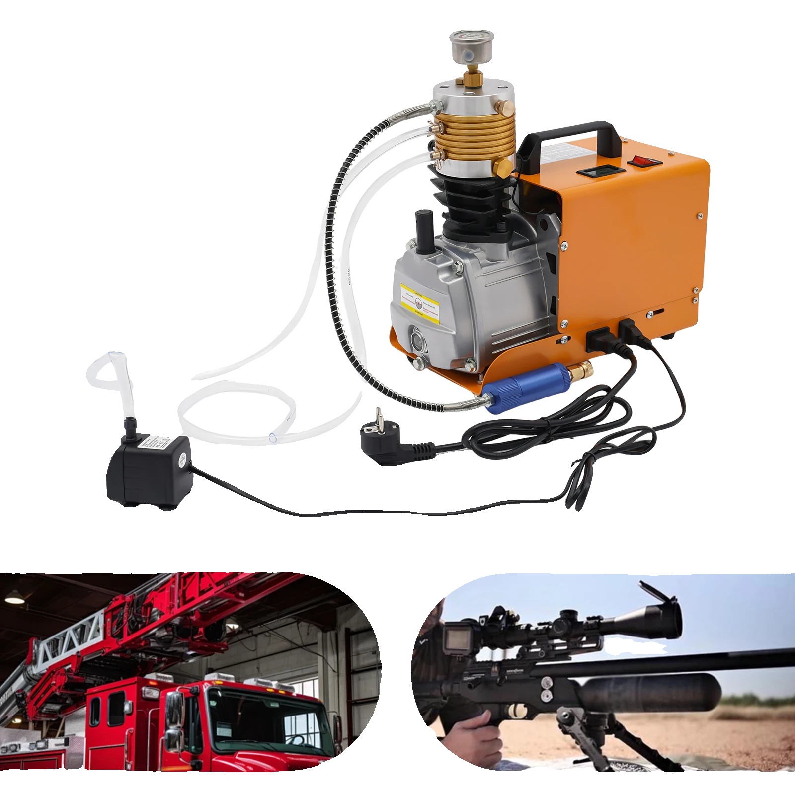 Tragbarer Luftkompressor, 1,8 Kw Leistung, Maximaler Druck 300 Bar, 100 L Füllvolumen, 220-v-wechselstrommotor, Abmessungen 34 X 18 X 34 Cm