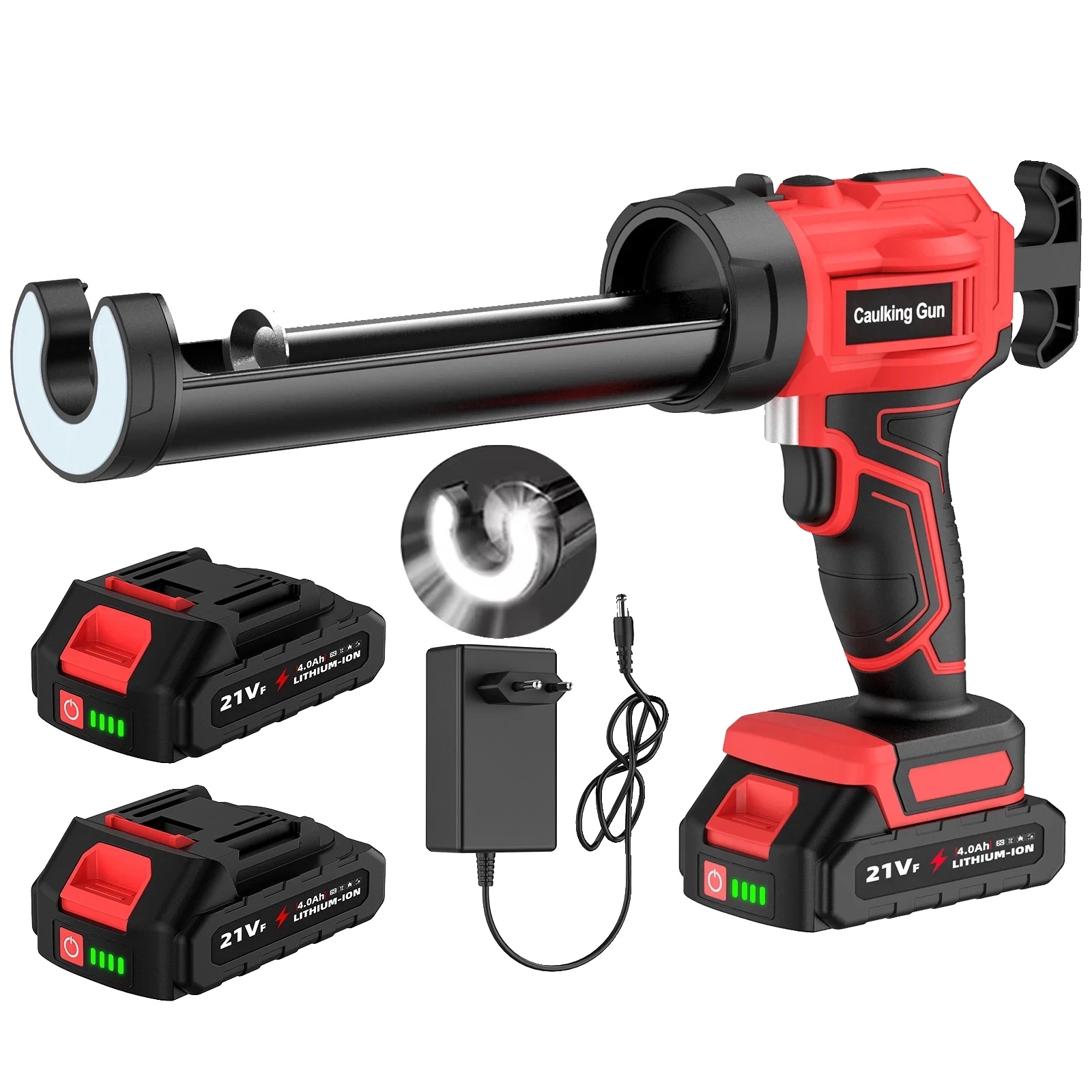 Kabellose Elektrische Heißklebepistole, Tropfschutz, Integrierte Led-leuchte, 2 Rote Batterien Mit Led
