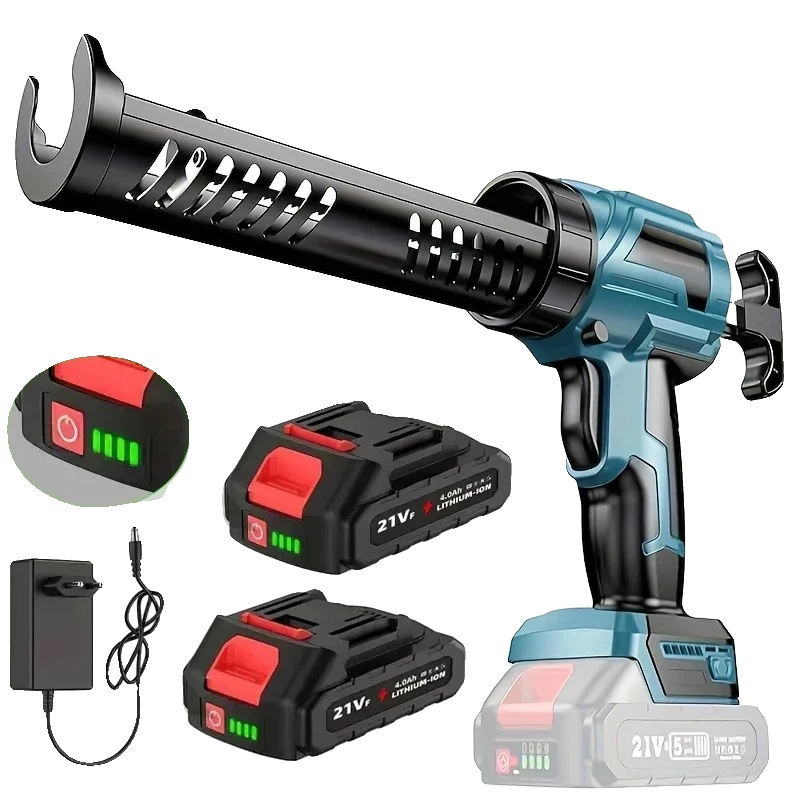 Kabellose Elektrische Heißklebepistole, Tropfschutzmechanismus, Integrierte Led-leuchte, 2 Blaue Batterien