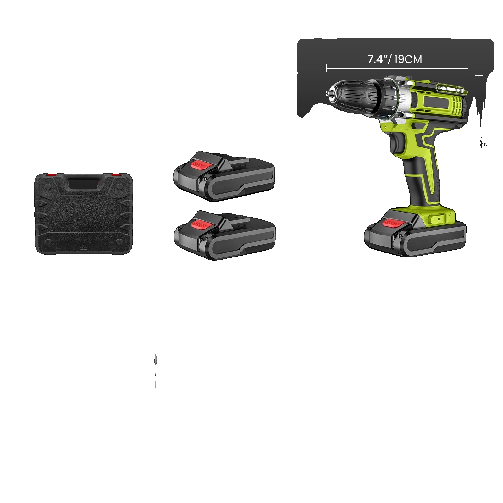 21-v-akku-werkzeugset, Tragbar, Vielseitig, Standard-bohrmaschine (grün)