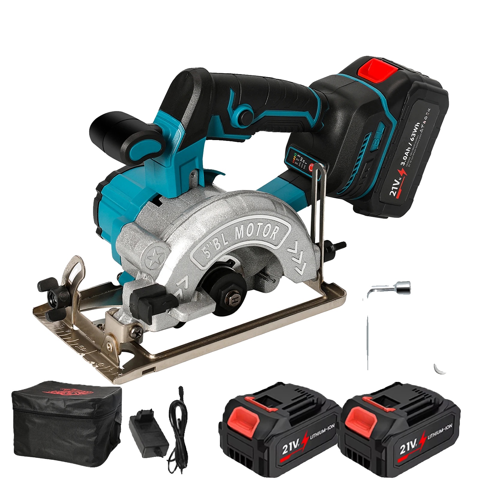 Kreissäge, Bürstenloser Motor, Akkubetrieb, 2 Akkus, Eu