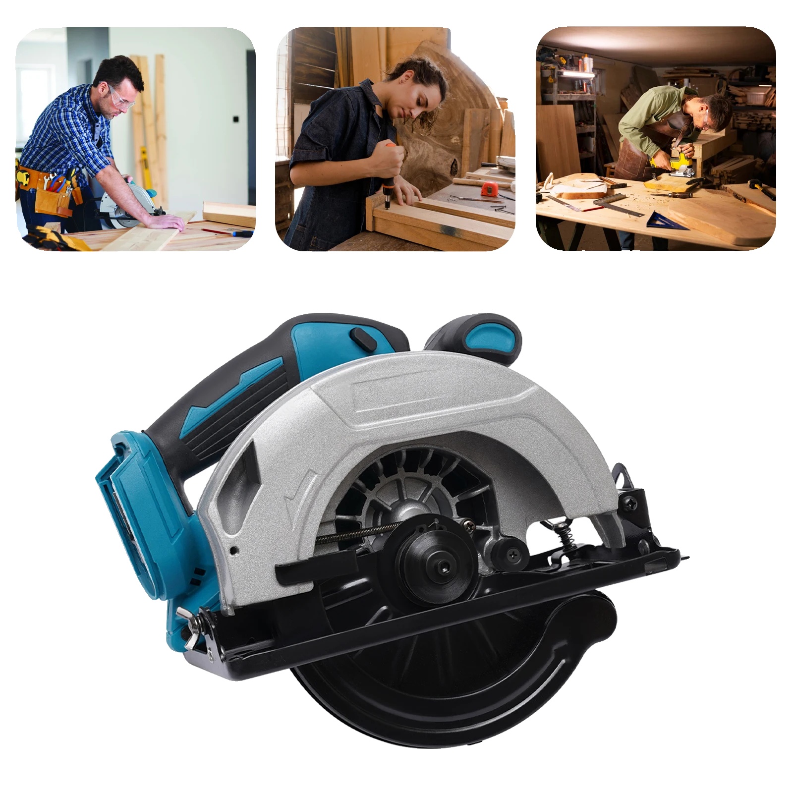 Tragbare Akku-kreissäge, 1380 W Leistung, Einstellbarer Schnittwinkel Von 0° Bis 45°, Maximale Schnittstärke 90 Mm, Motordrehzahl 20000 U/min, Gewicht 3,4 Kg