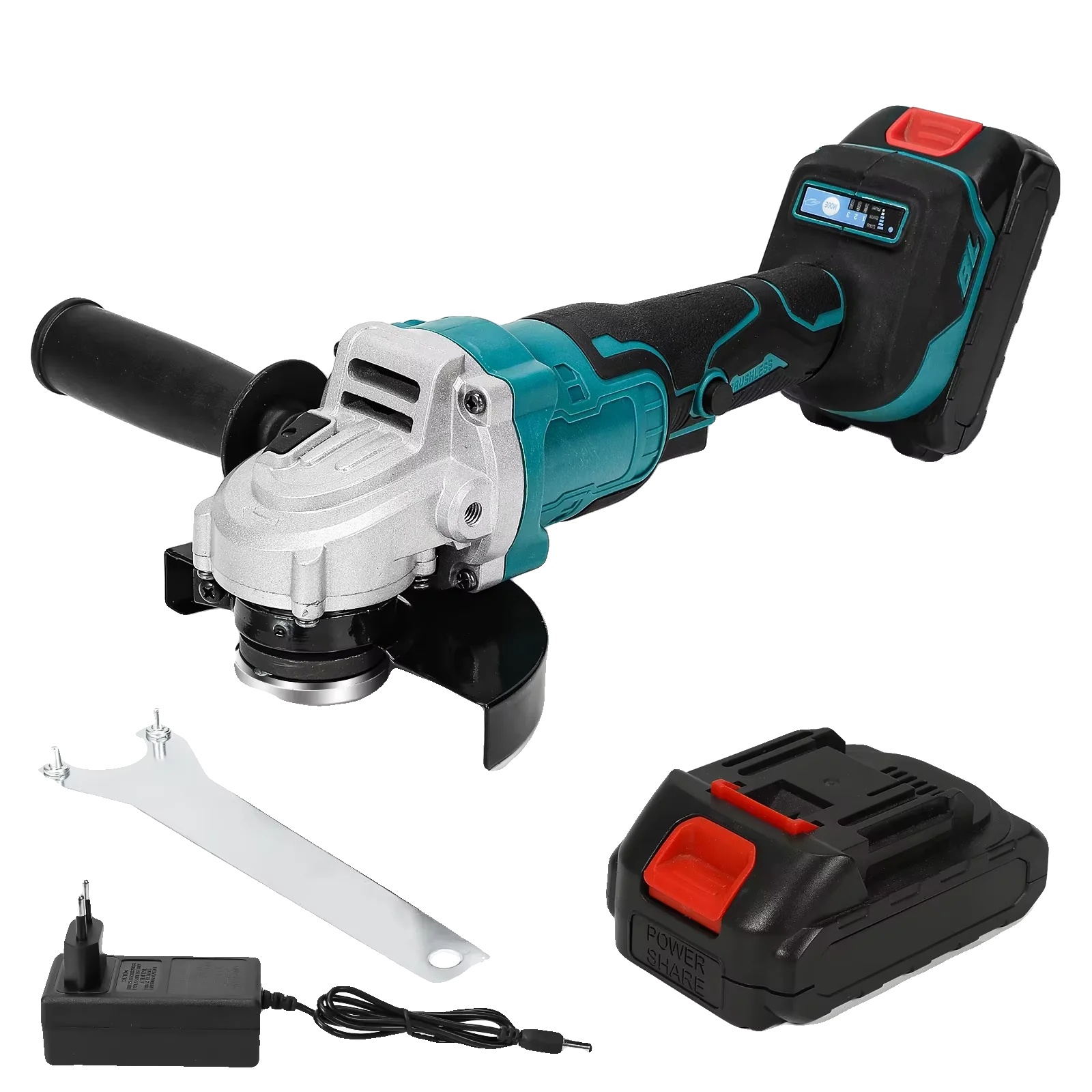 Winkelschleifer, Bürstenloser Motor, 3 Geschwindigkeiten, Mit 1 Akku