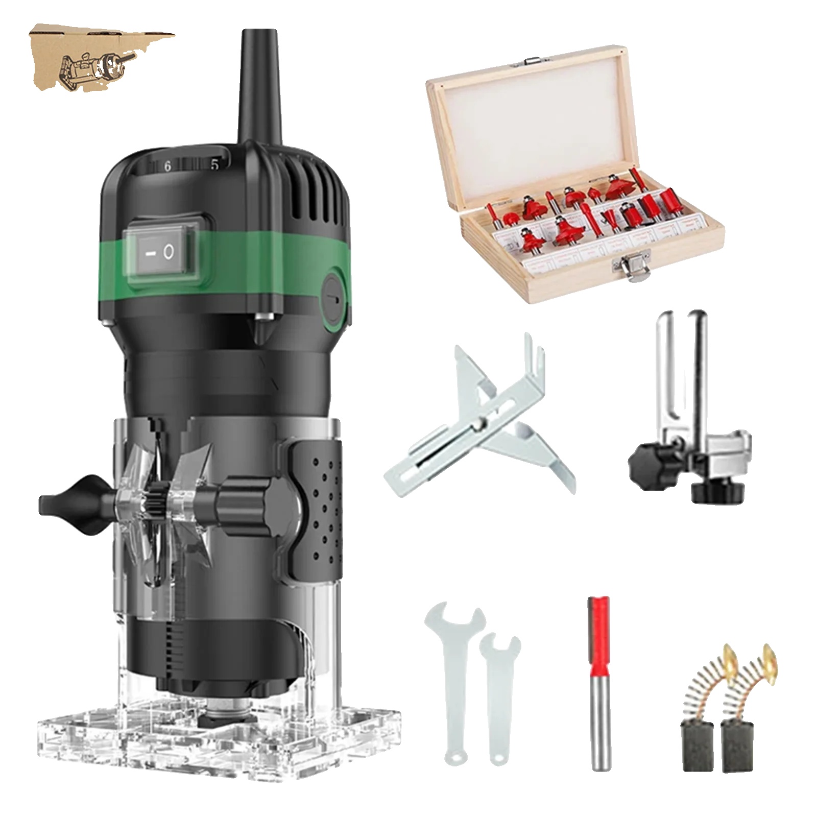 Oberfräse, 800-w-motor, 6 Einstellbare Geschwindigkeiten, Modell E-800w (bohrer)