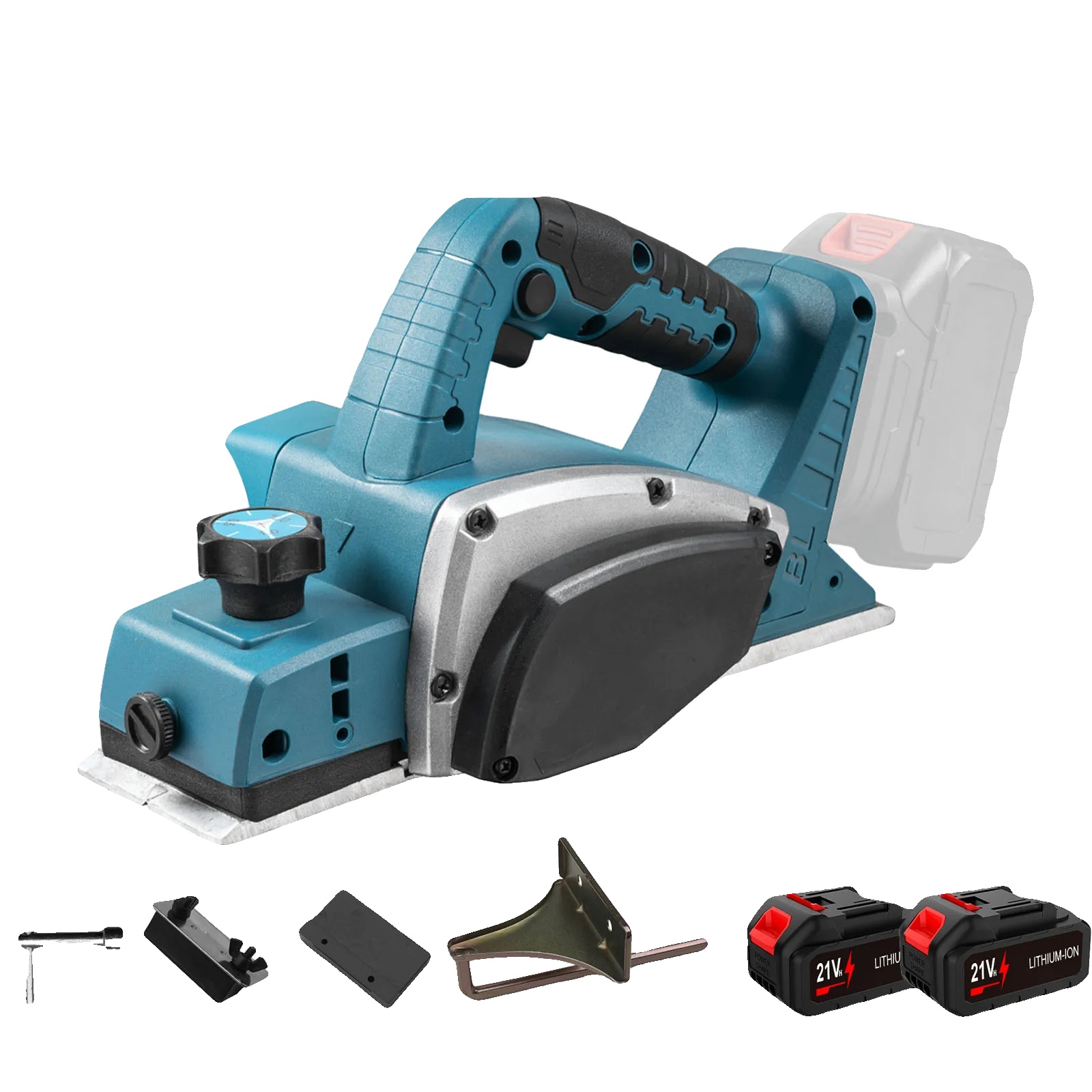 Elektrohobel, Bürstenloser Motor, Einstellbare Schnitttiefe, 2 Akkus, 1 Netzstecker