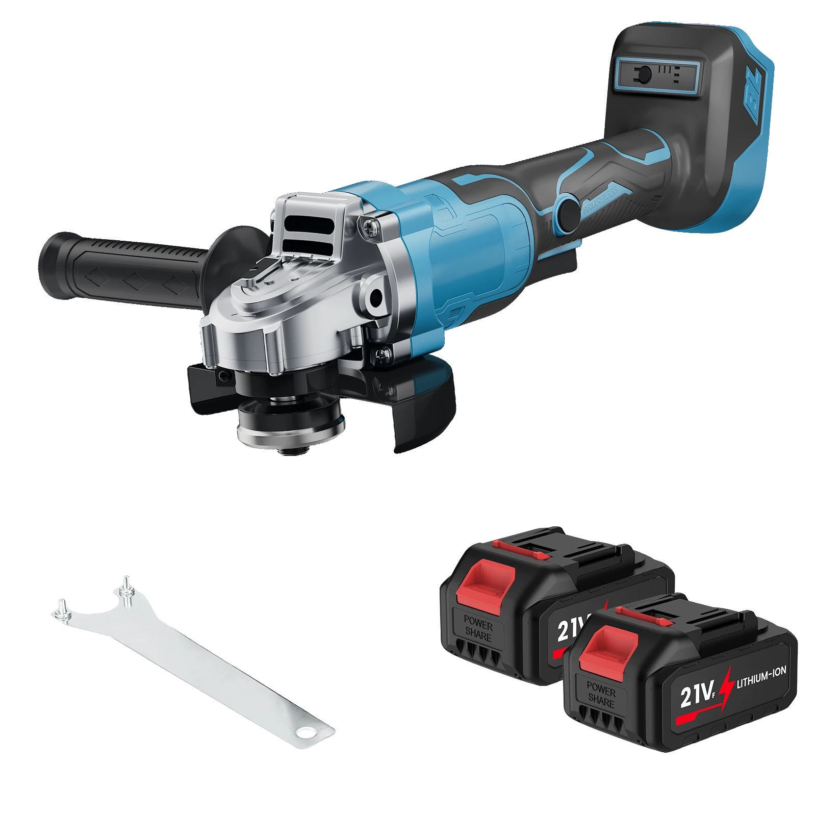 Winkelschleifer, Bürstenloser Motor, Variable Drehzahlregelung, 2 Akkus