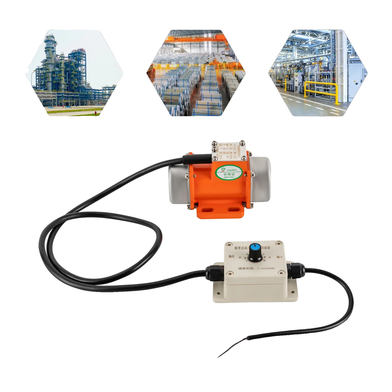 Elektrischer Vibrationsmotor, Einstellbare Geschwindigkeit, Kompakte Bauweise, Orange
