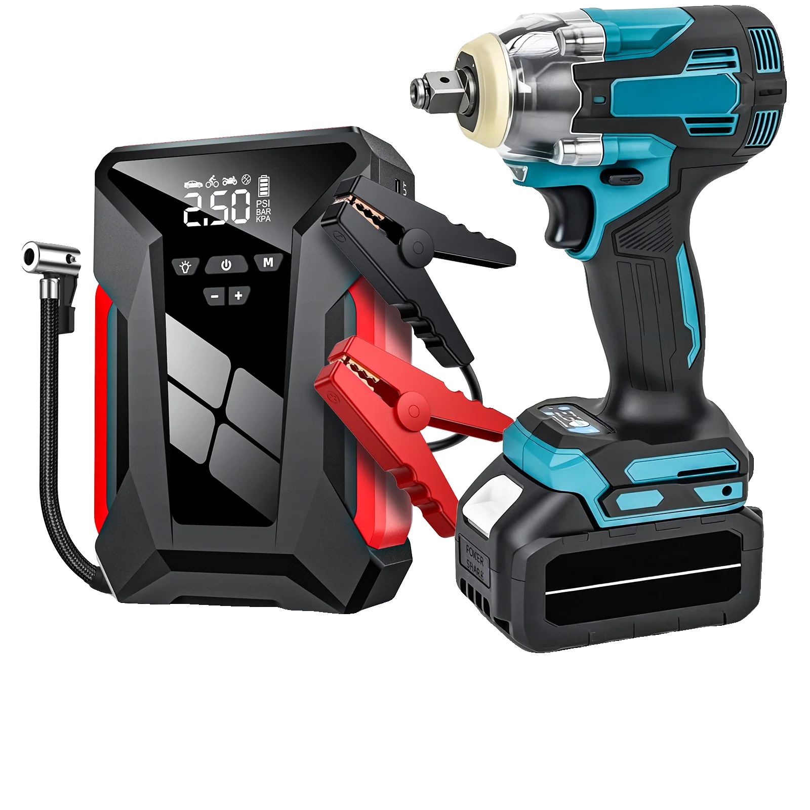 Schlagschrauber, Notstromversorgung, Autoreparaturset, 2-in-1