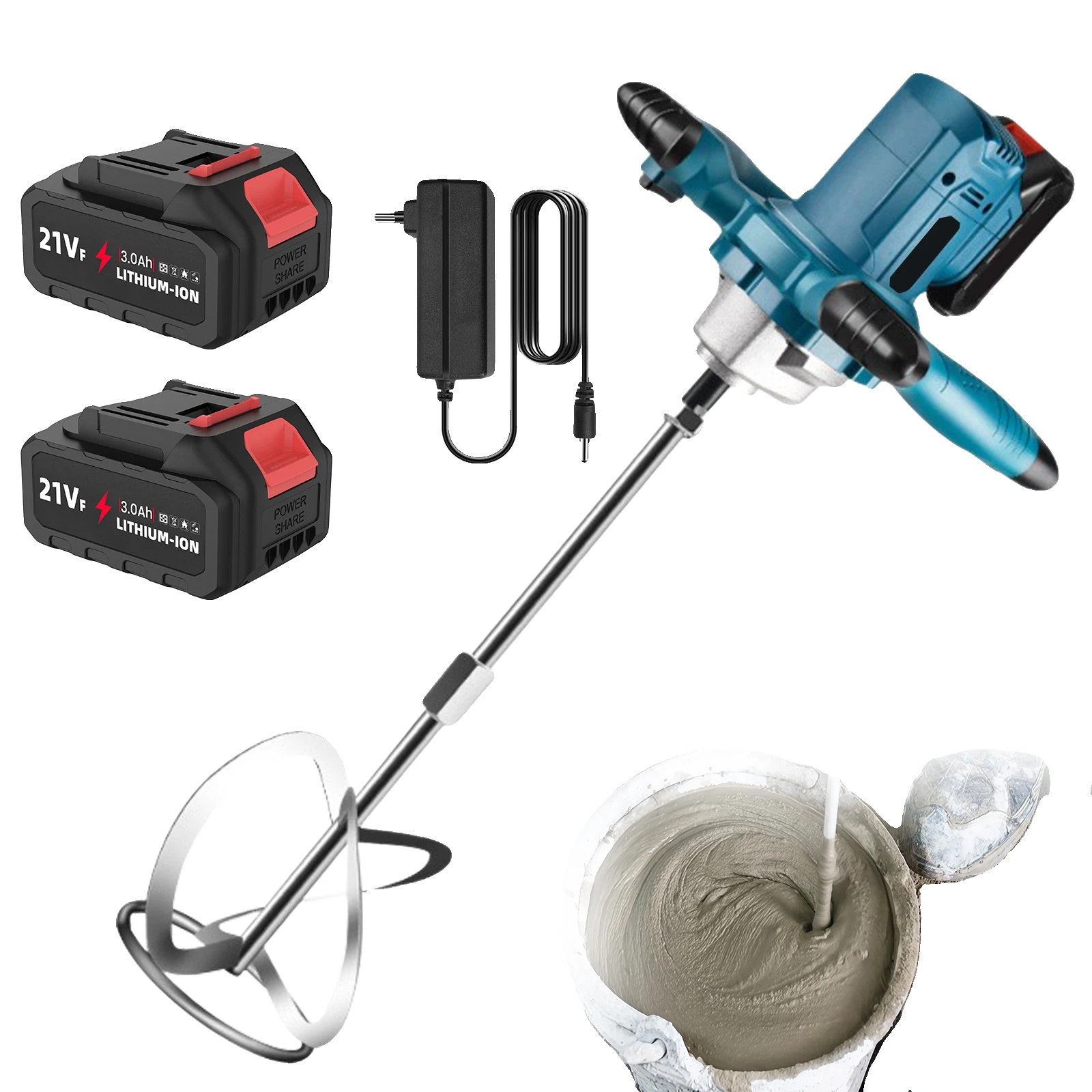 Akku-standmixer, 6 Geschwindigkeitsstufen, Hohes Drehmoment, Mit 2 Akkus, Eu