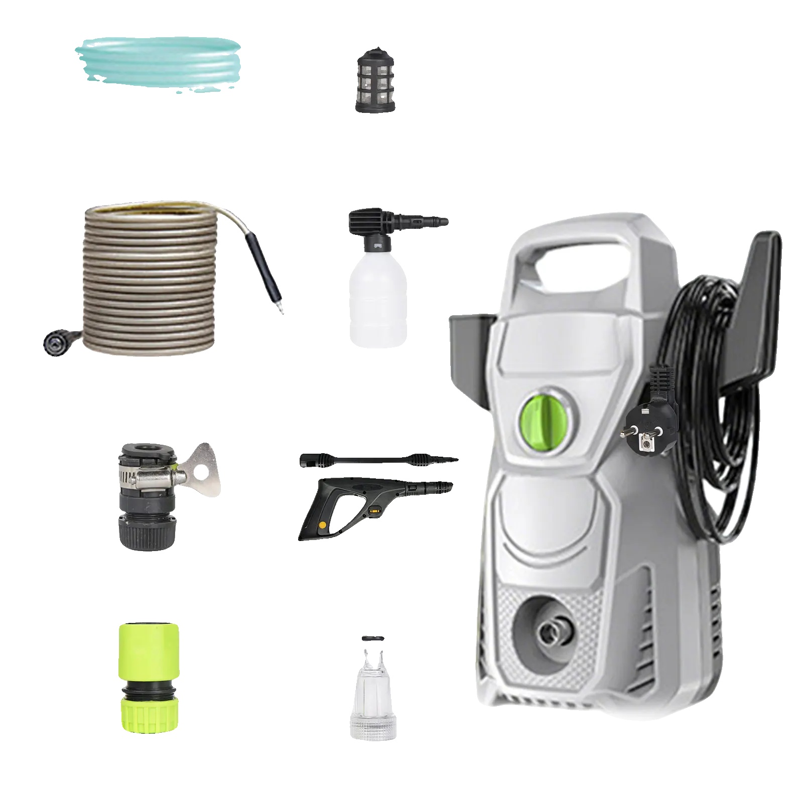 Hochdruckreiniger, 1500 W Leistung, Verstellbare Düse, Grau, Eu-a, Elektrisch-a