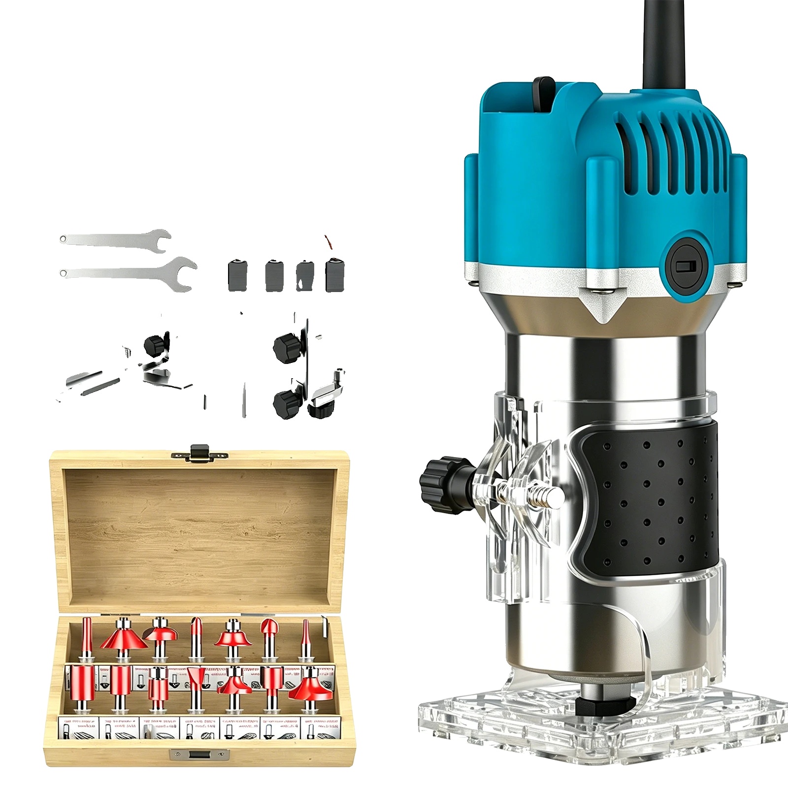 Oberfräse, 30000 U/min, 800 W Leistung, Mit 15-teiligem Set