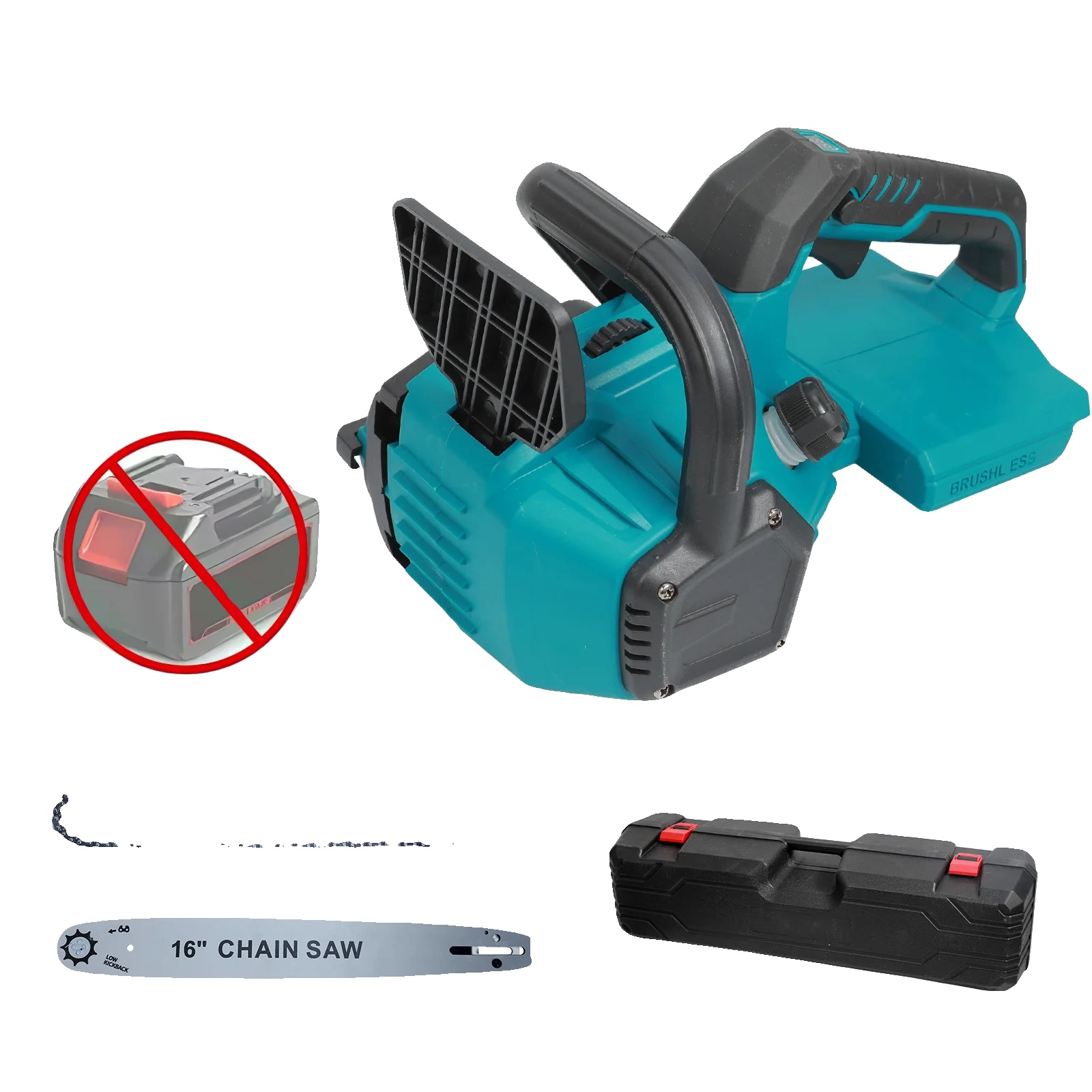 Elektrische Säge, 16-zoll-führungsplatte, Automatische Ölung, Mit 2 Akkus