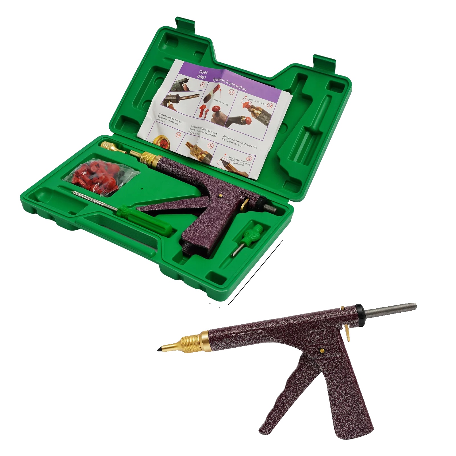 Reifenreparaturset, Pilzstopfen, Praktische Aufbewahrungsbox, Hellbraun