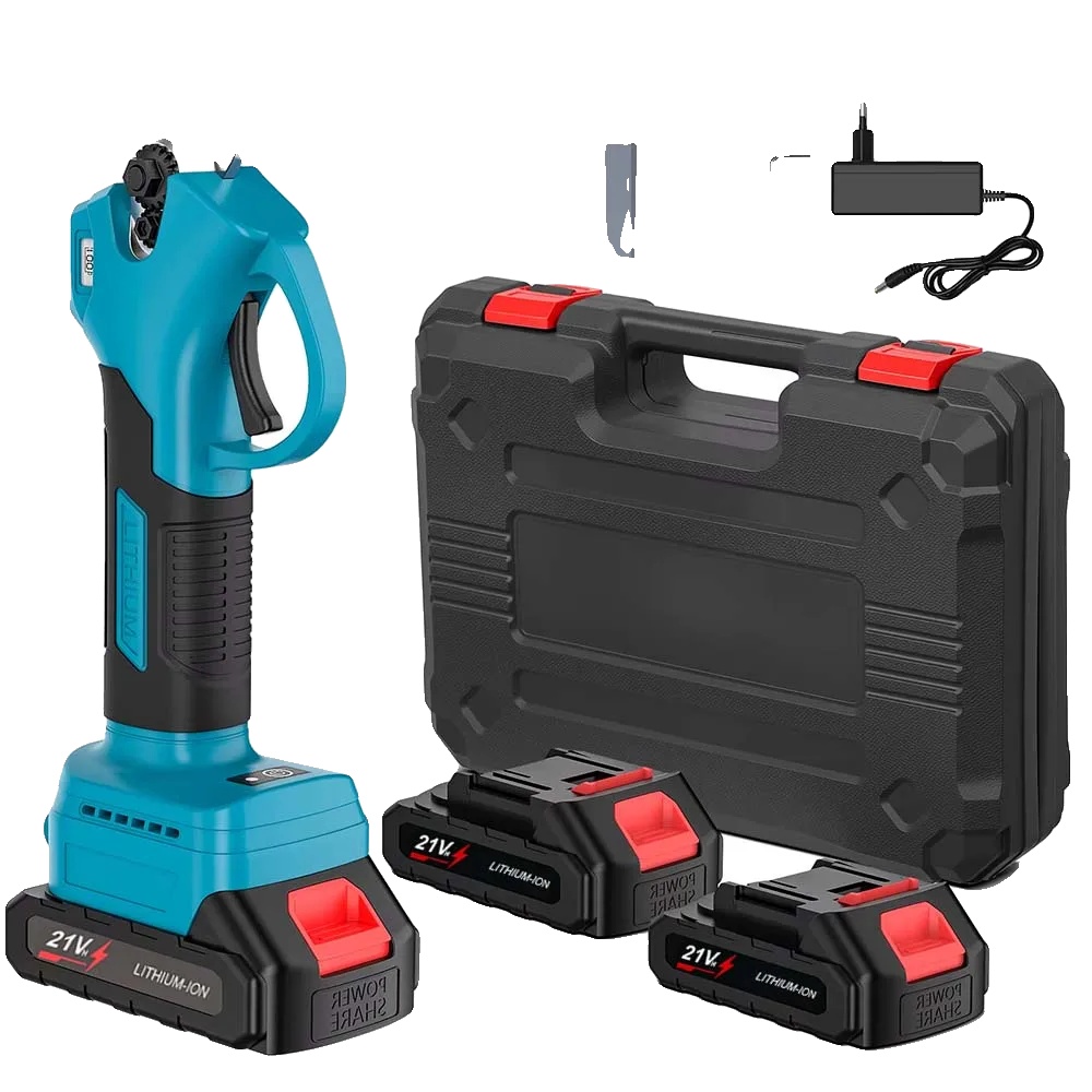 Elektrische Gartenschere, Bürstenloser Motor, Dual-akku-system, 2 Akkus