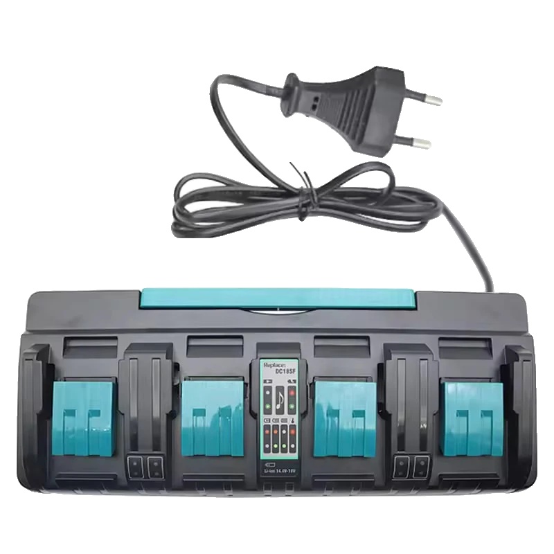 Akkuladegerät, Vierfach-ladegerät, Usb-powerbank-funktion, Eu-stecker