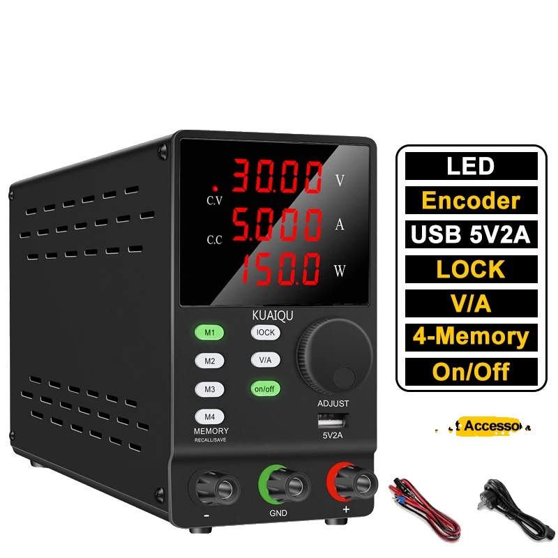Gleichstromnetzteil, Einstellbarer Spannungsbereich, Echtzeitüberwachung, 30 V, 5 A, 150 W