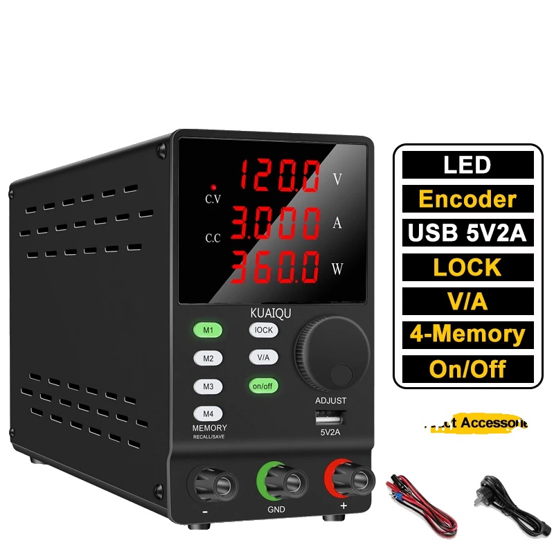 Gleichstromnetzteil, Einstellbarer Spannungsbereich, Echtzeitüberwachung, 120 V, 3 A, 360 W