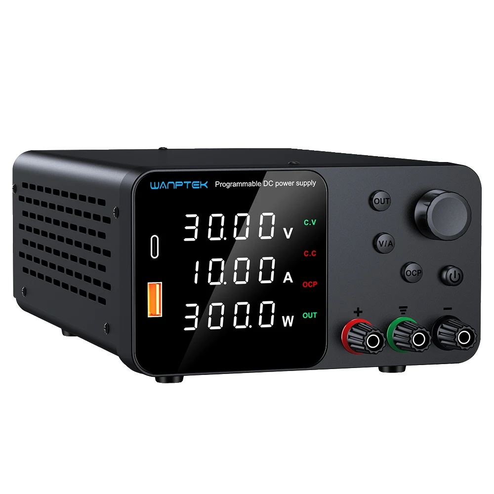 Labornetzteil, Einstellbare Spannung, Usb-a-/usb-c-anschluss, Schwarz, 30 V, 10 A, 300 W