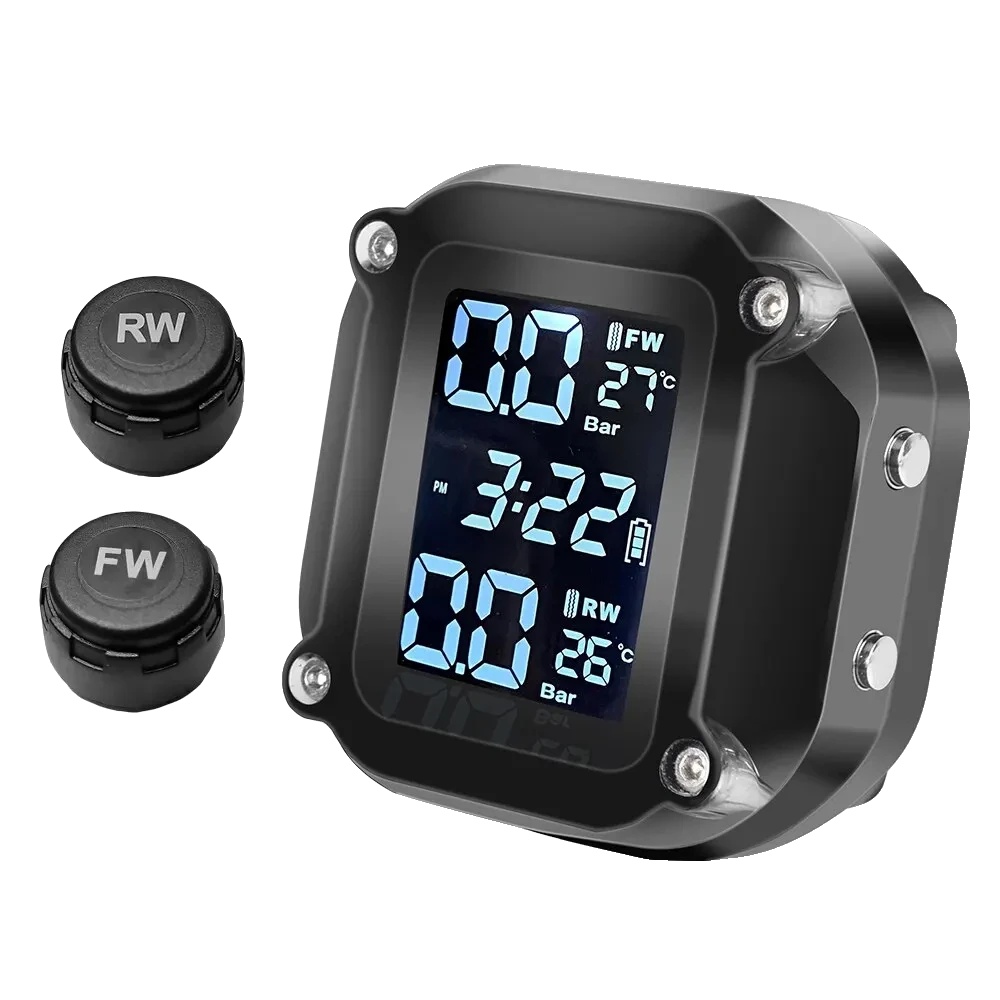 Kabelloser Motorrad-reifendrucksensor, Digitalanzeige, Einfache Installation, Externer M5-anschluss