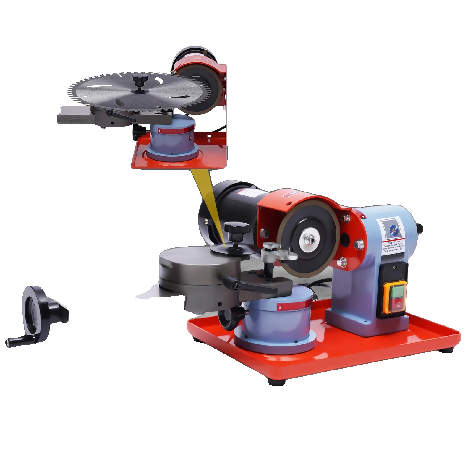 Kreissägeblattschärfer, 250 Watt, 220 Volt, 2850 U/min, Maximaler Durchmesser 8–70 Cm, Verstellbarer Griffwinkel 30° Links/45° Rechts