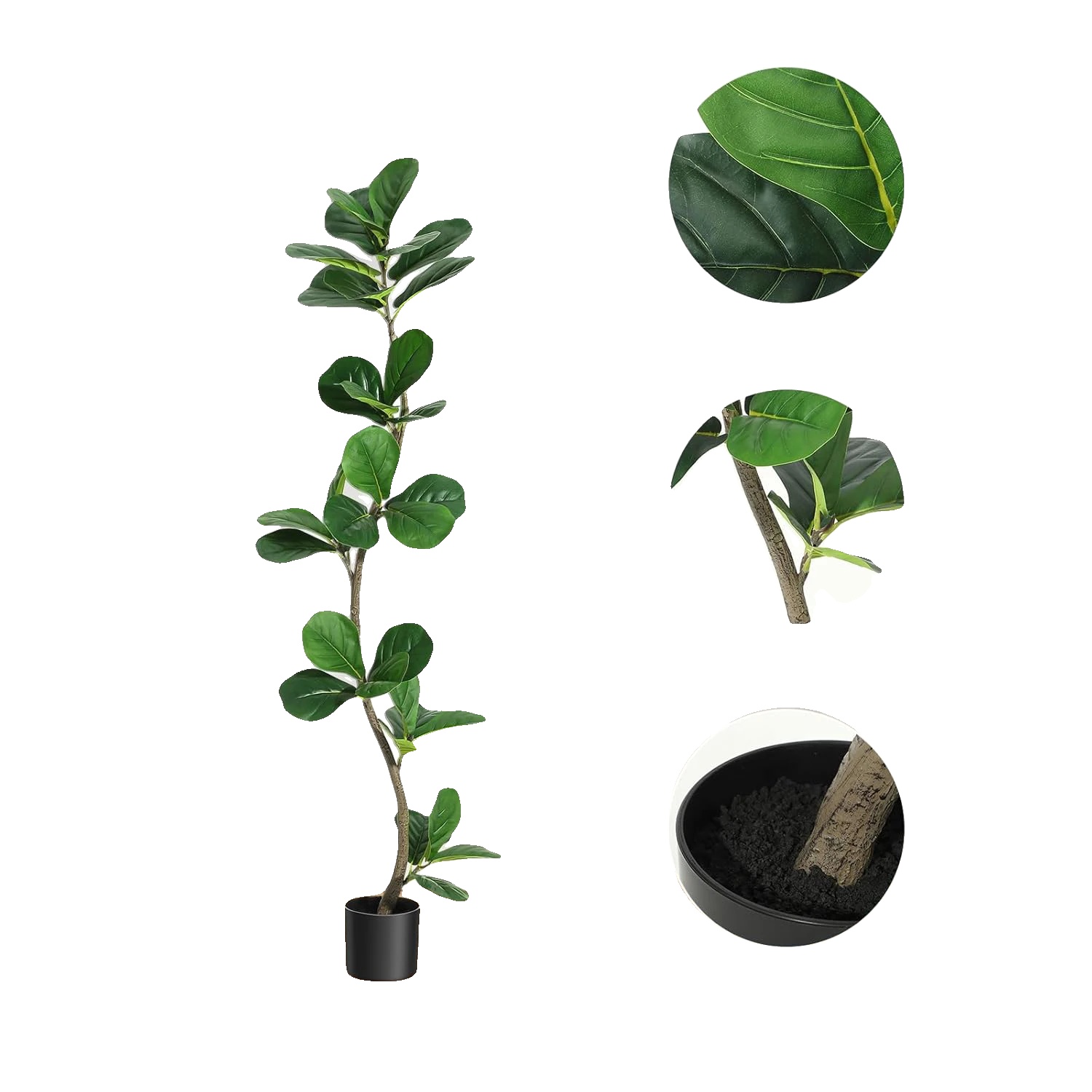 Künstlicher Geigenfeigenbaum, Realistisches Design, Pflegeleicht, 150 Cm