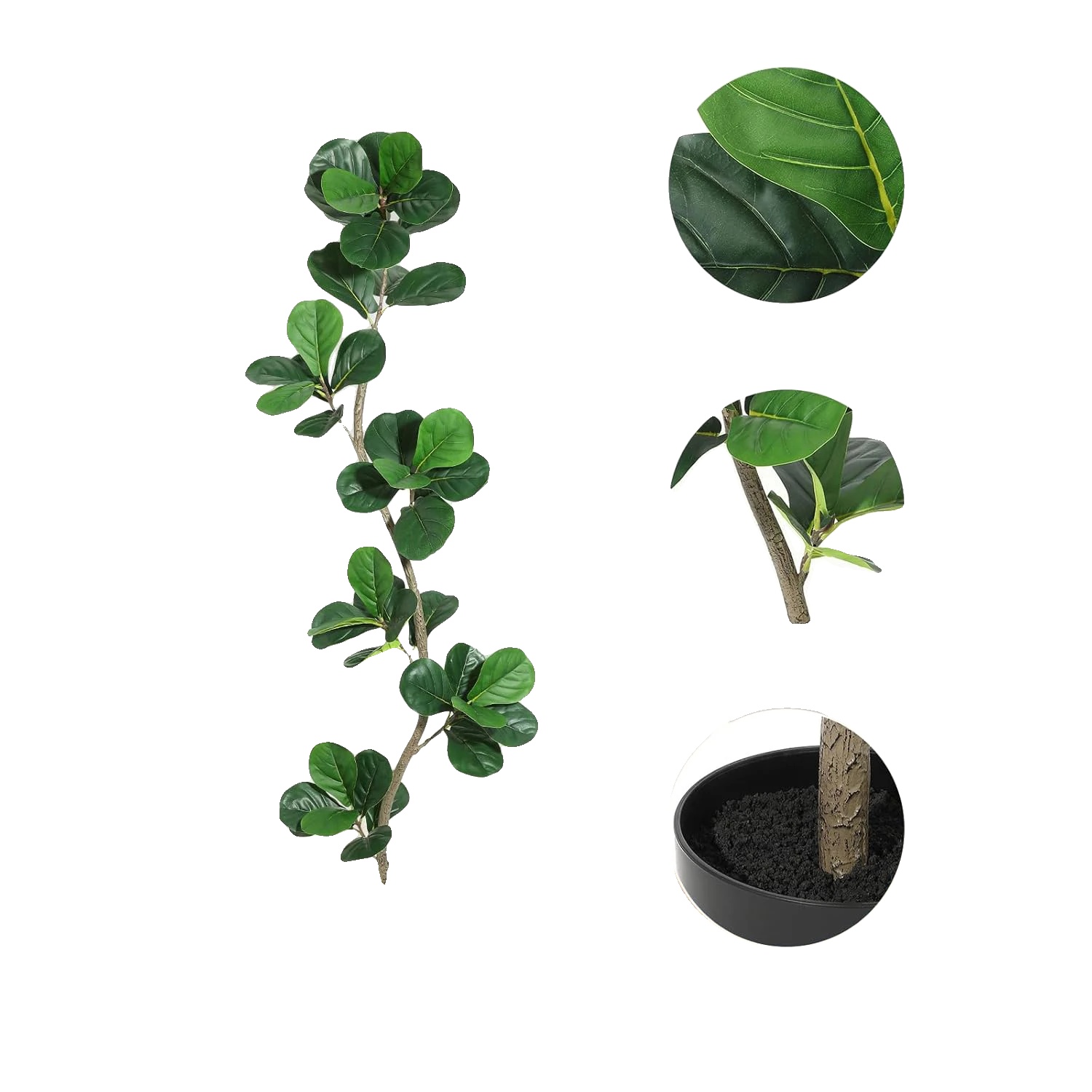 Künstlicher Geigenfeigenbaum, Realistisches Design, Pflegeleicht, 180 Cm