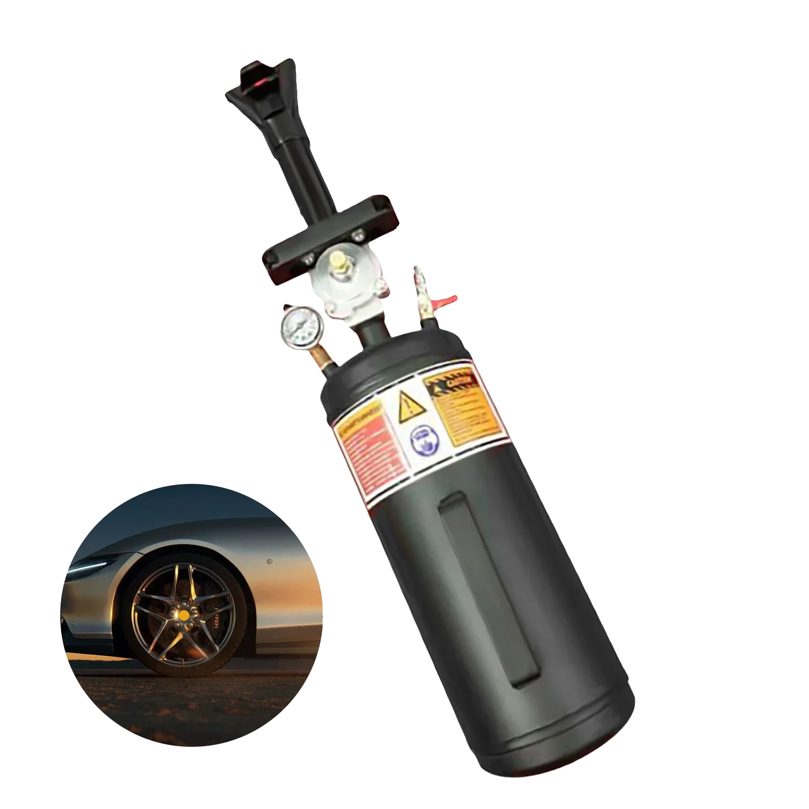Reifenkompressor, Robuste Metallkonstruktion, Automatisches Sicherheitsventil, Schwarz