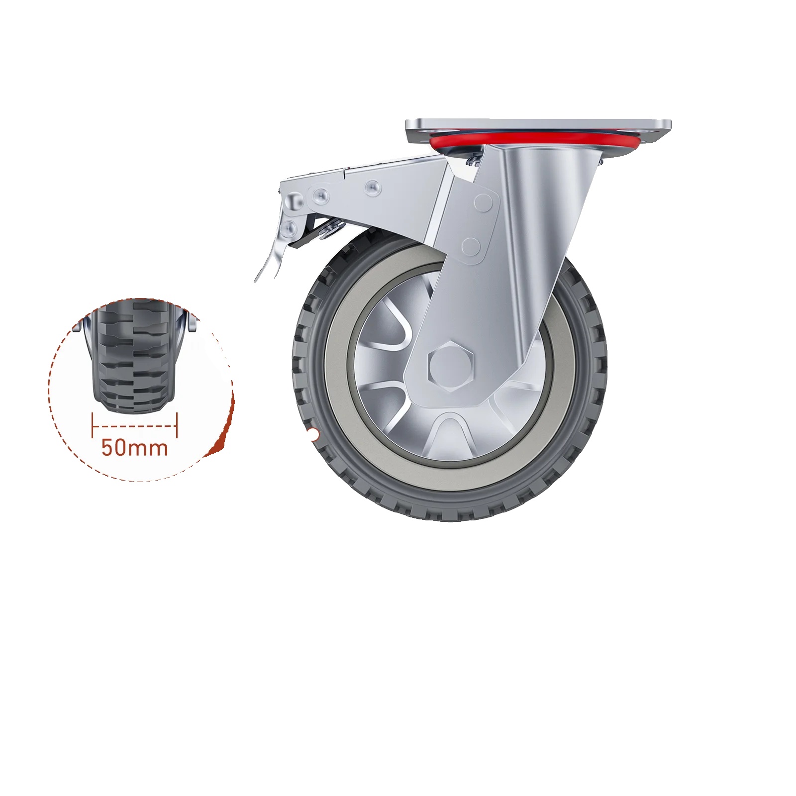Schwenkbares Rad, Robuste Konstruktion, 360°-schwenkdesign, Silber