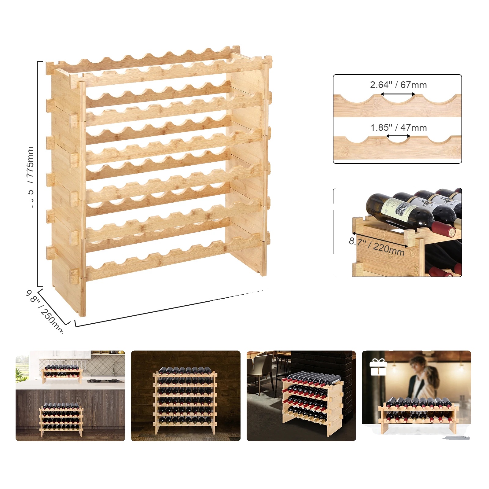 Weinlagerung, Modulares, Stapelbares Design, Kapazität Für 48 Flaschen, 48 Flaschen