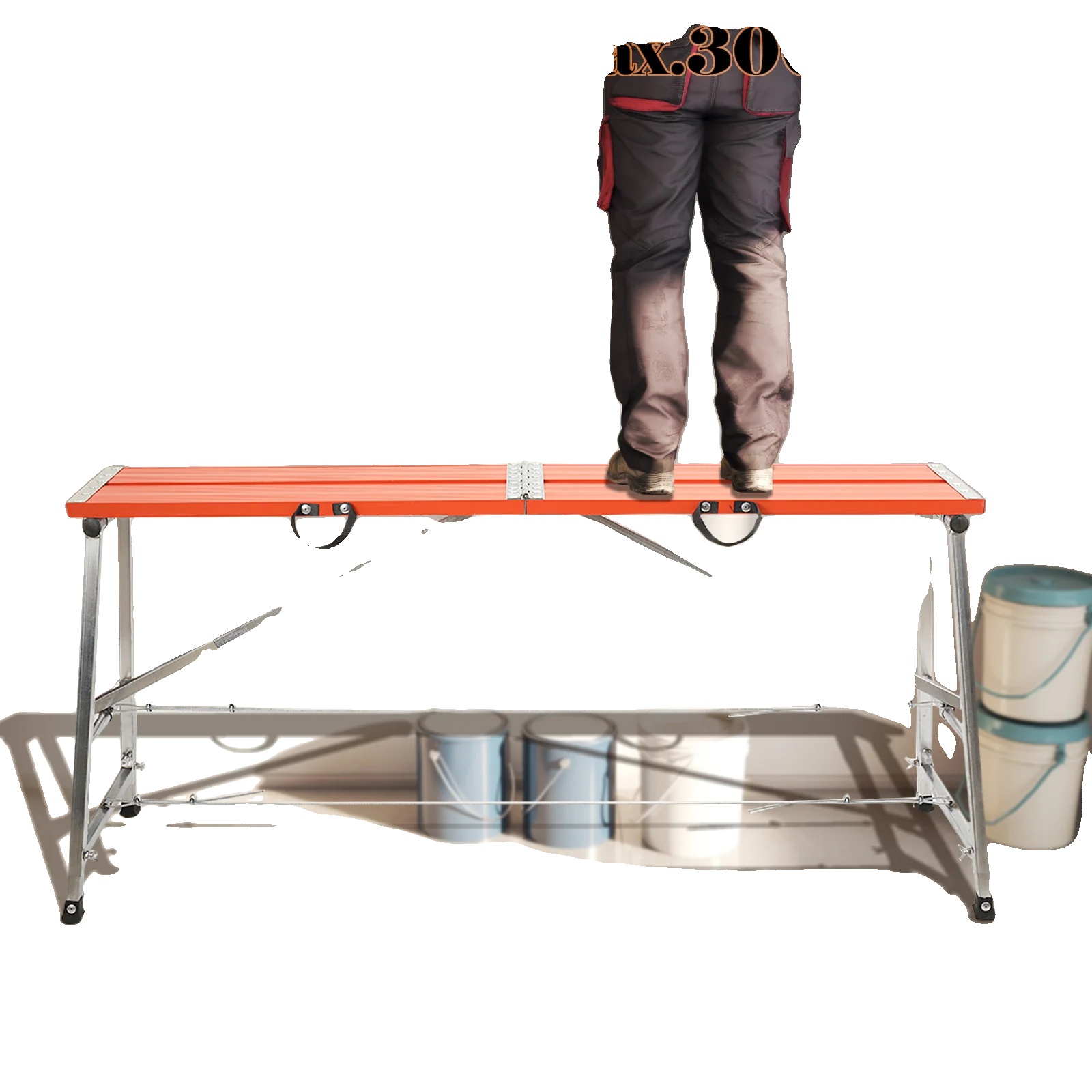 Klappleiter, Verzinkter Stahl, Höhenverstellbar 70–120 Cm, Maximale Traglast 300 Kg, Große Arbeitsplattform, 4 Gummifüße